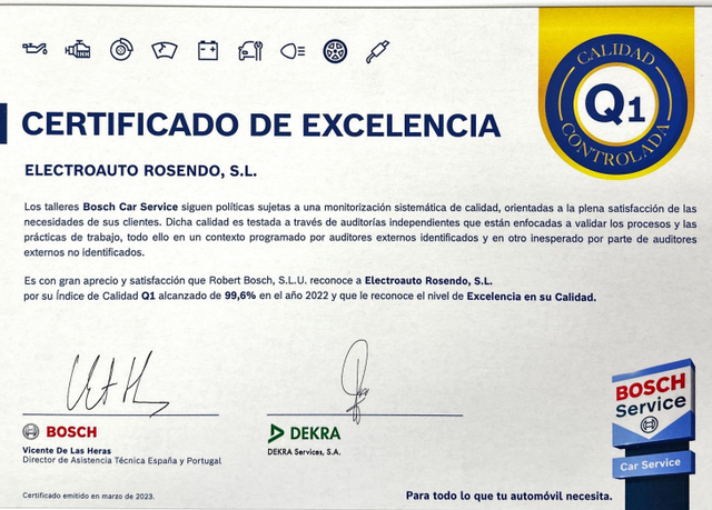 certificado de excelencia